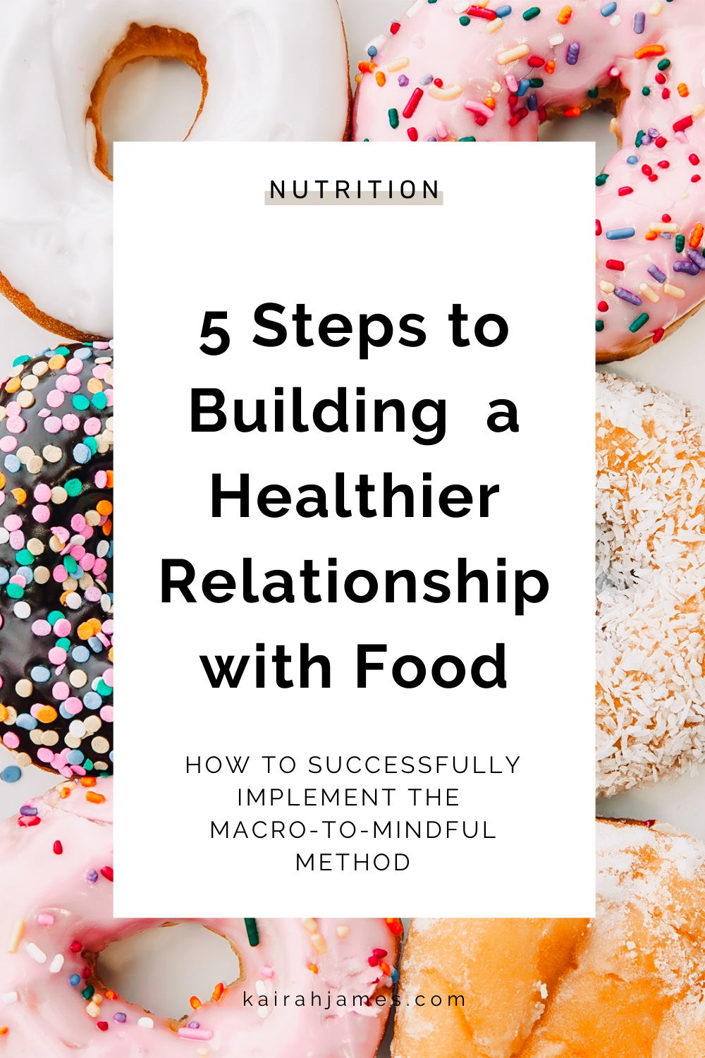 Regardless of what your fitness goals are, everyone benefits from having a healthy relationship with food. It’s time to mend your relationship with food so that you can stop emotional eating, let go of the food guilt, and experience total food freedom! | Listen to Your Body | Balanced Eating | Healthy Eating for Beginners #intuitiveeating #mindfuleating #flexibledieting via @kairahjames